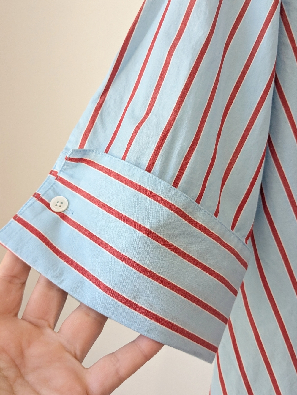 NEW Yogageur By Mersea Oversized Striped Button Up Blouse - Picture 4 of 6